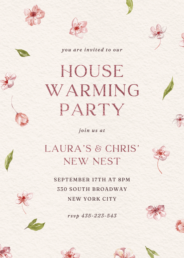 Cherry blossoms - housewarming invitation